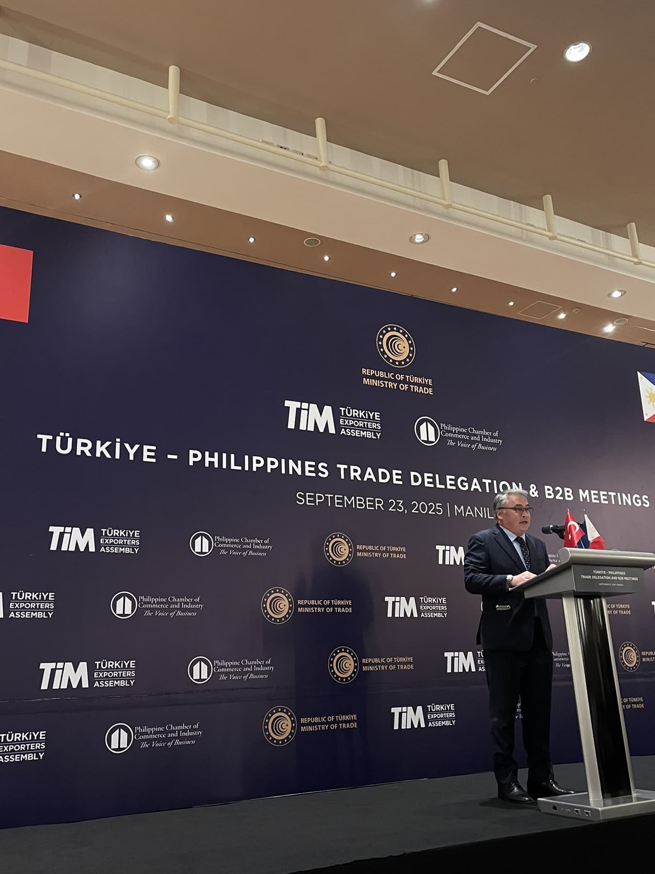 PCCI Vice President for International Affairs Mr. Jude G. Aguilar delivers welcome remarks at the Philippines–Türkiye Business Forum