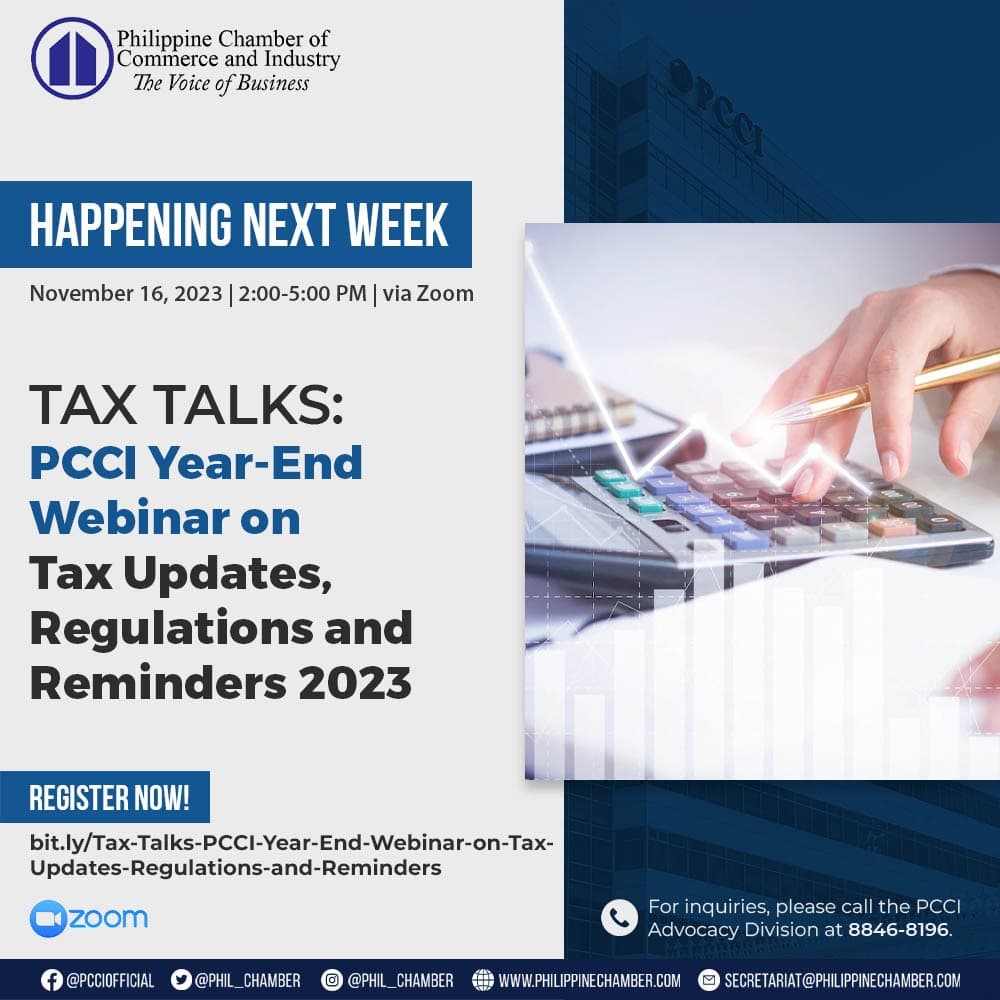 PCCI invites you to Tax Talks: PCCI Year-End Webinar on Tax Regulations and Filing Updates, Tips, and Reminders