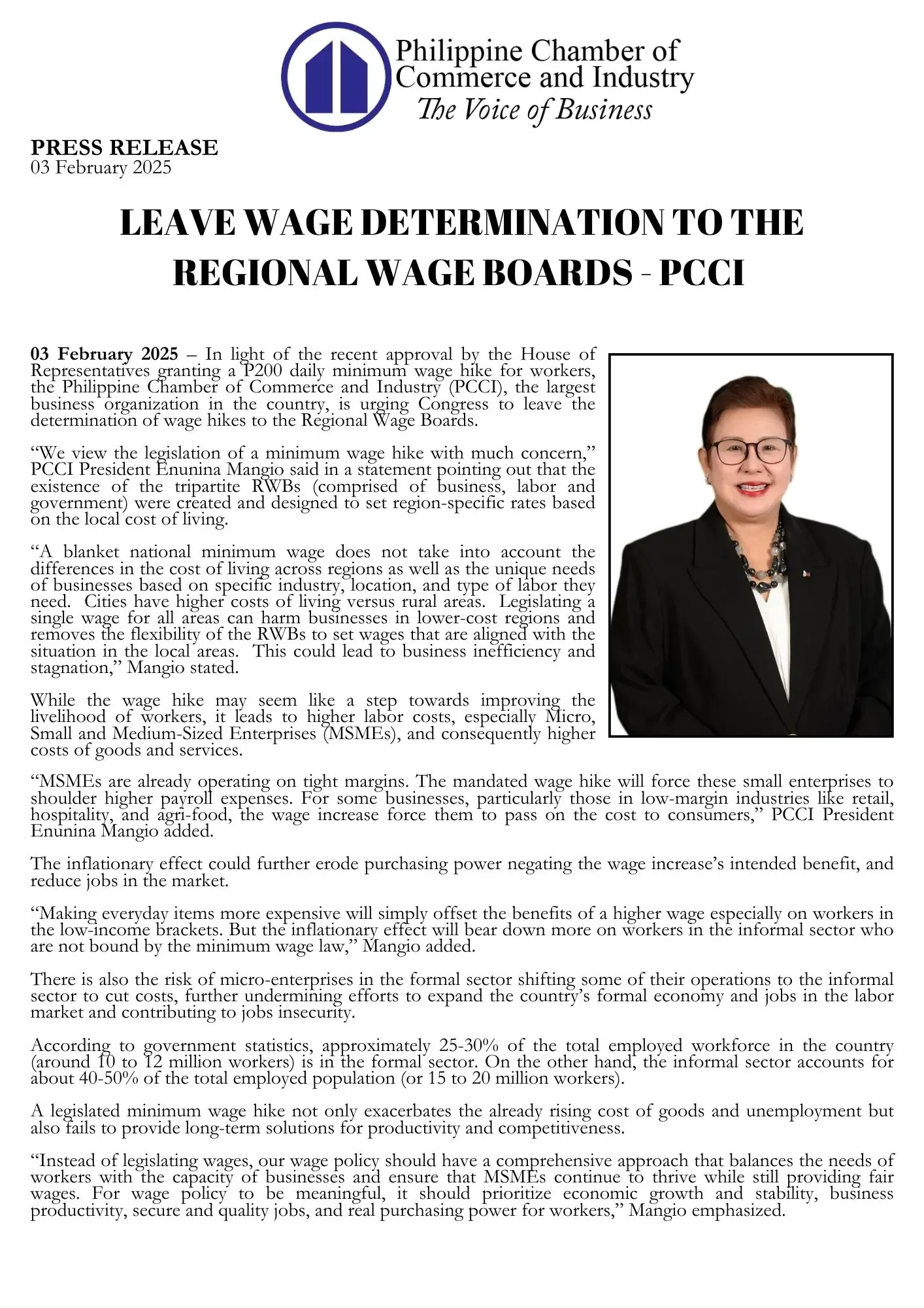 PRESS RELEASE: February 03, 2025